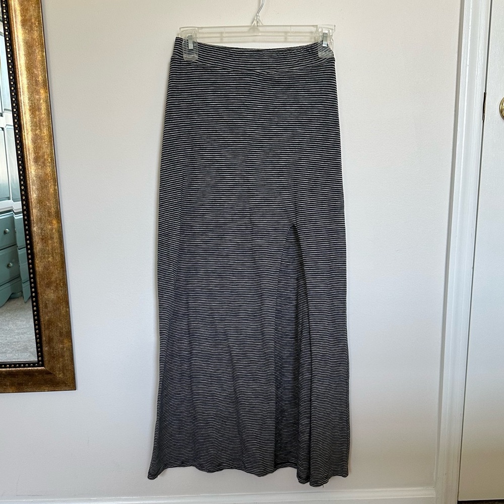 Gray and White Striped Maxi Skirt